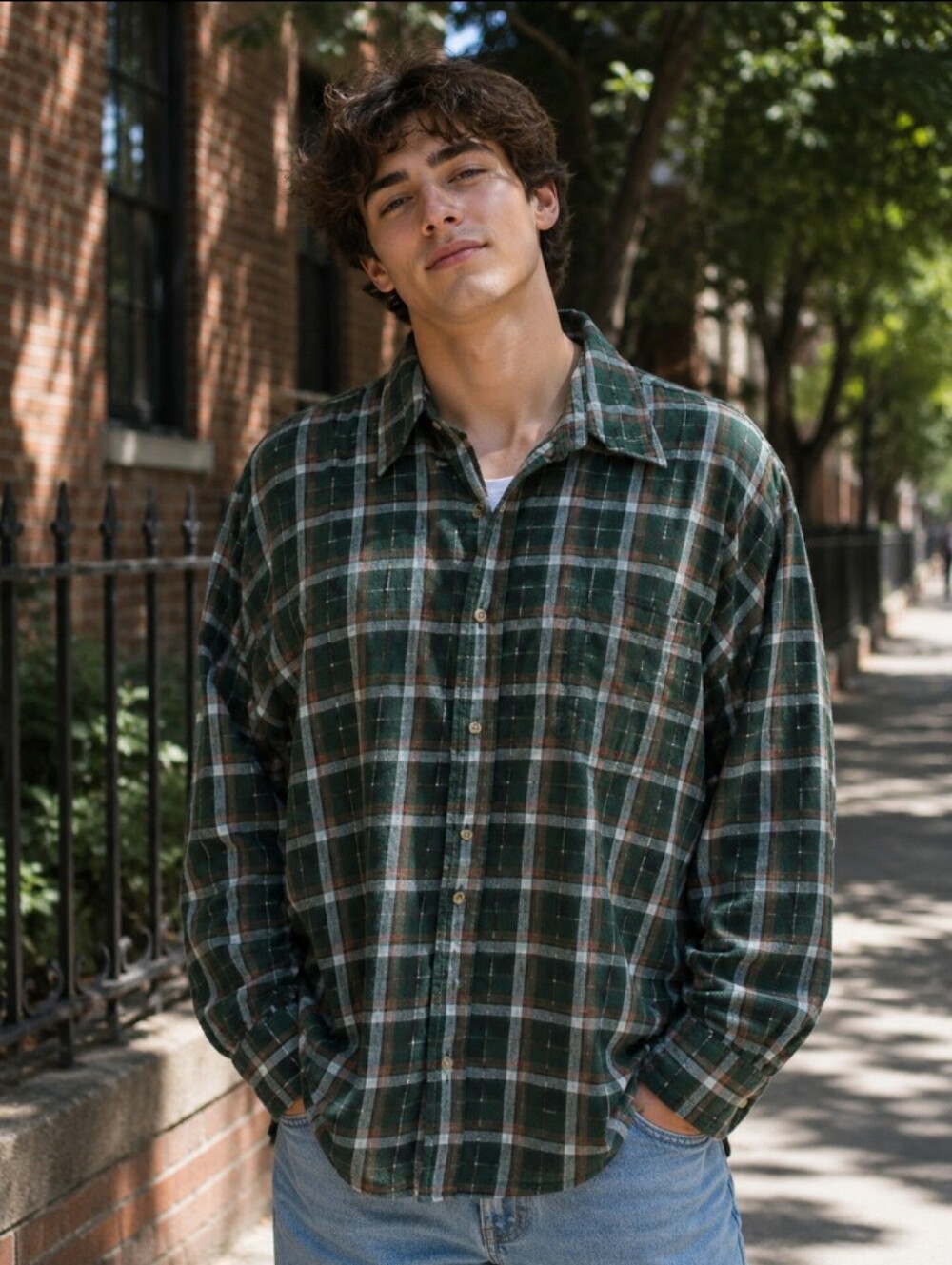 G.H. Bass & Co. Green Plaid Men's Long-Sleeve Button-Down Shirt XL